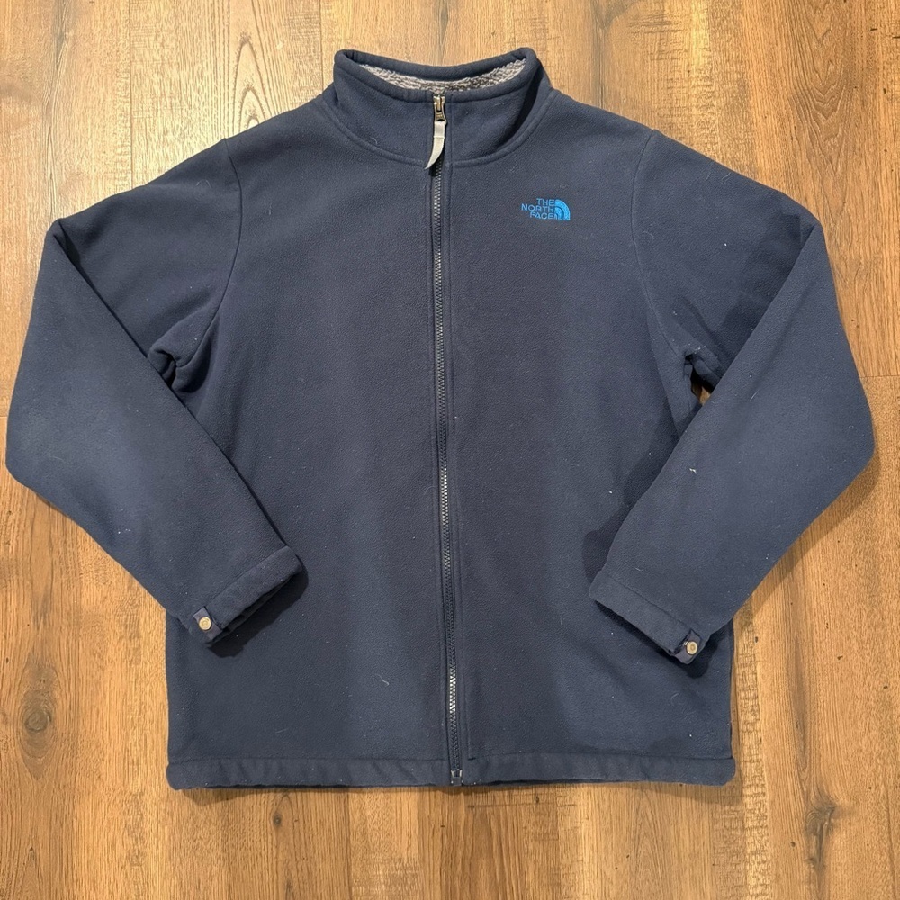 The‎ North Face Boys' Grey Fleece Jacket with Blue Trim XL (18/20) Sherpa Lined